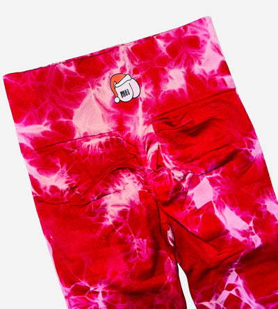 PEACH PACKAGE - (DEEPER RED AND WHITE TIE DYE) LEGGINGS