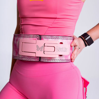 GLITTER OMBRE LEVER WEIGHT LIFTING BELT- PINK FAIRY
