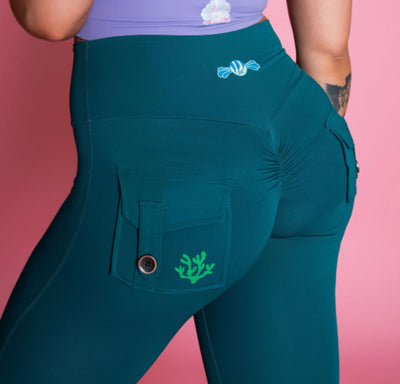 SWOLEMAID GREEN-POCKET SCRUNCH LEGGINGS