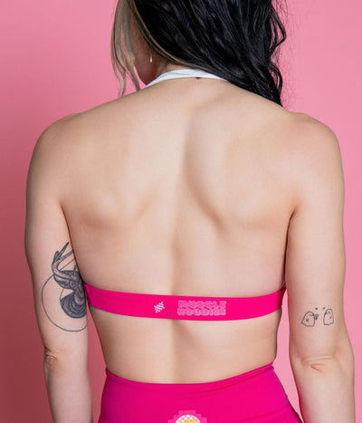 RACER PEACH -PINK HALTER BRA