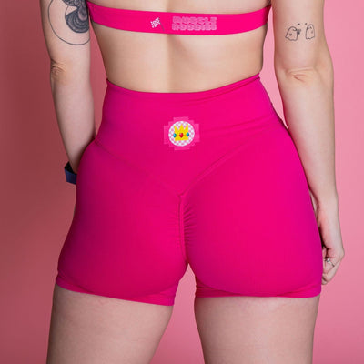 RACER PEACH PINK- SCRUNCH SHORTS -4" INSEAM