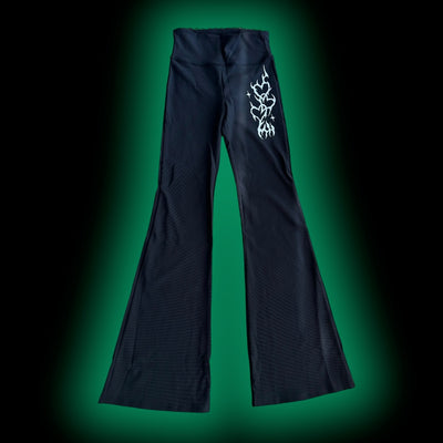 FIRE HEARTS- BLACK FLARE PANTS